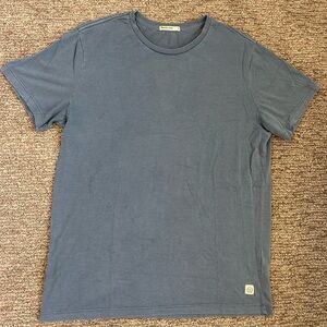 Marine Layer Relaxed Hemp Cotton Pocket Tee in Blue Size Small